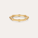 The Bamboo Ring in Gold features smooth, rounded segments in a slim, gold-plated design—perfect for minimalist jewelry lovers and shown on a simple light background.