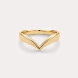 The Veda Plain Chevron Ring in Gold is a minimalist, gold-plated wishbone ring with a sleek V-shaped design, shown against a simple light background.