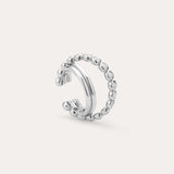 Pair the Vina Crystal Bezel Ear Cuff in Silver with a chic open silver ring, featuring one smooth band and another band dotted with sparkling cubic zirconia stones for a coordinated, stylish look.