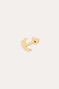 The 14K Solid Yellow Gold Moon Flat Back Stud features a crescent moon design in 14K yellow gold, displayed against a plain light background—an elegant and timeless ear jewelry piece.