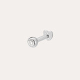 The 14K Solid White Gold Bezel Set Lab-grown Diamond Flat Back Stud features a round, clear lab-grown diamond in a bezel setting, shown against a plain white background.