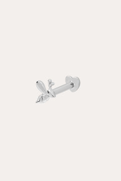 The 14K Solid White Gold Bumble Bee Flat Back Stud (Left) is a small bee-shaped earring in 14K white gold, shown against a plain white background.