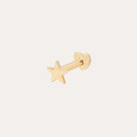 The 14K Solid Yellow Gold Mini Star Flat Back Stud features a delicate star-shaped front and round back, crafted in 14K yellow gold and beautifully displayed on a plain white background.