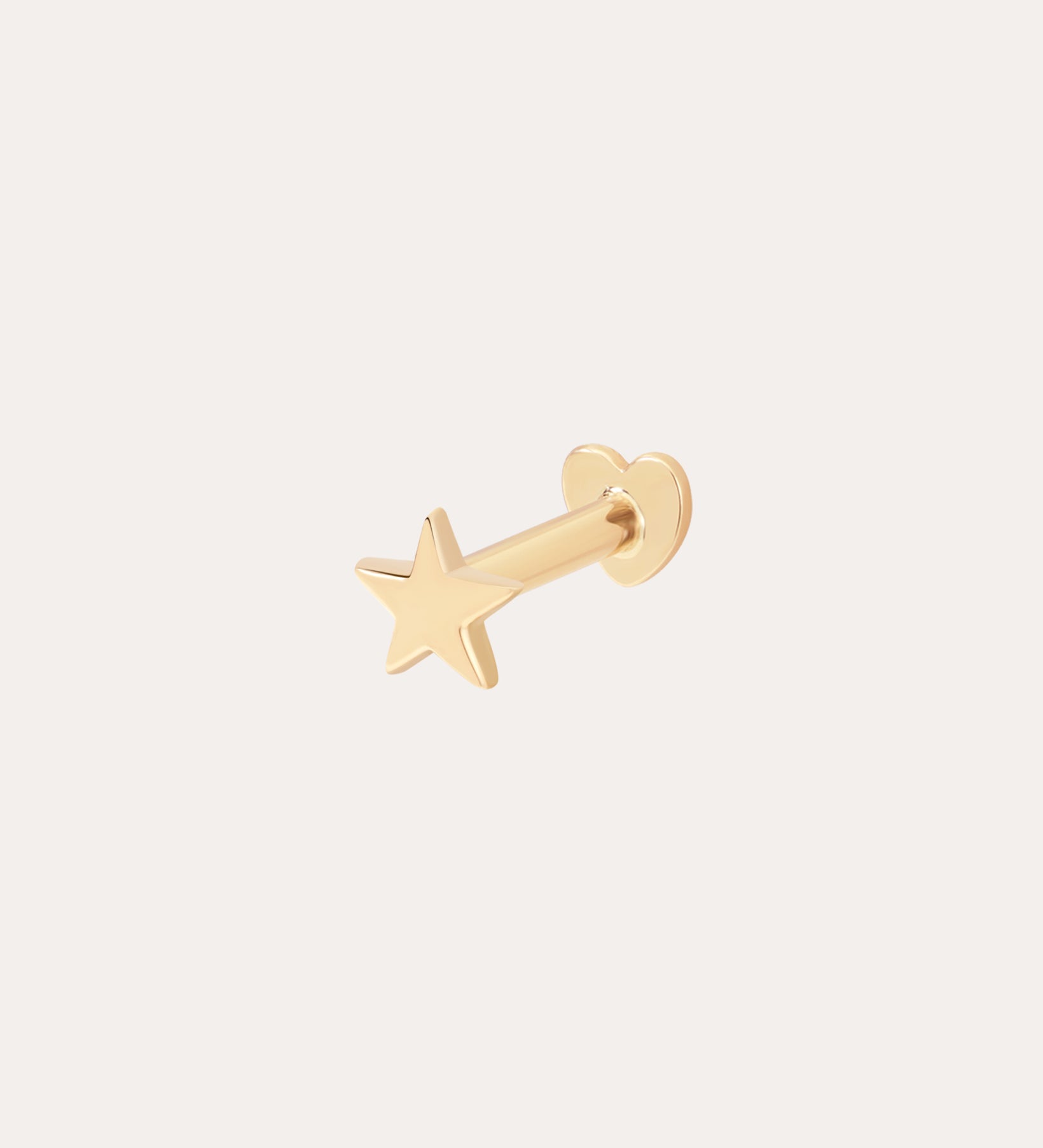 The 14K Solid Yellow Gold Mini Star Flat Back Stud features a delicate star-shaped front and round back, crafted in 14K yellow gold and beautifully displayed on a plain white background.