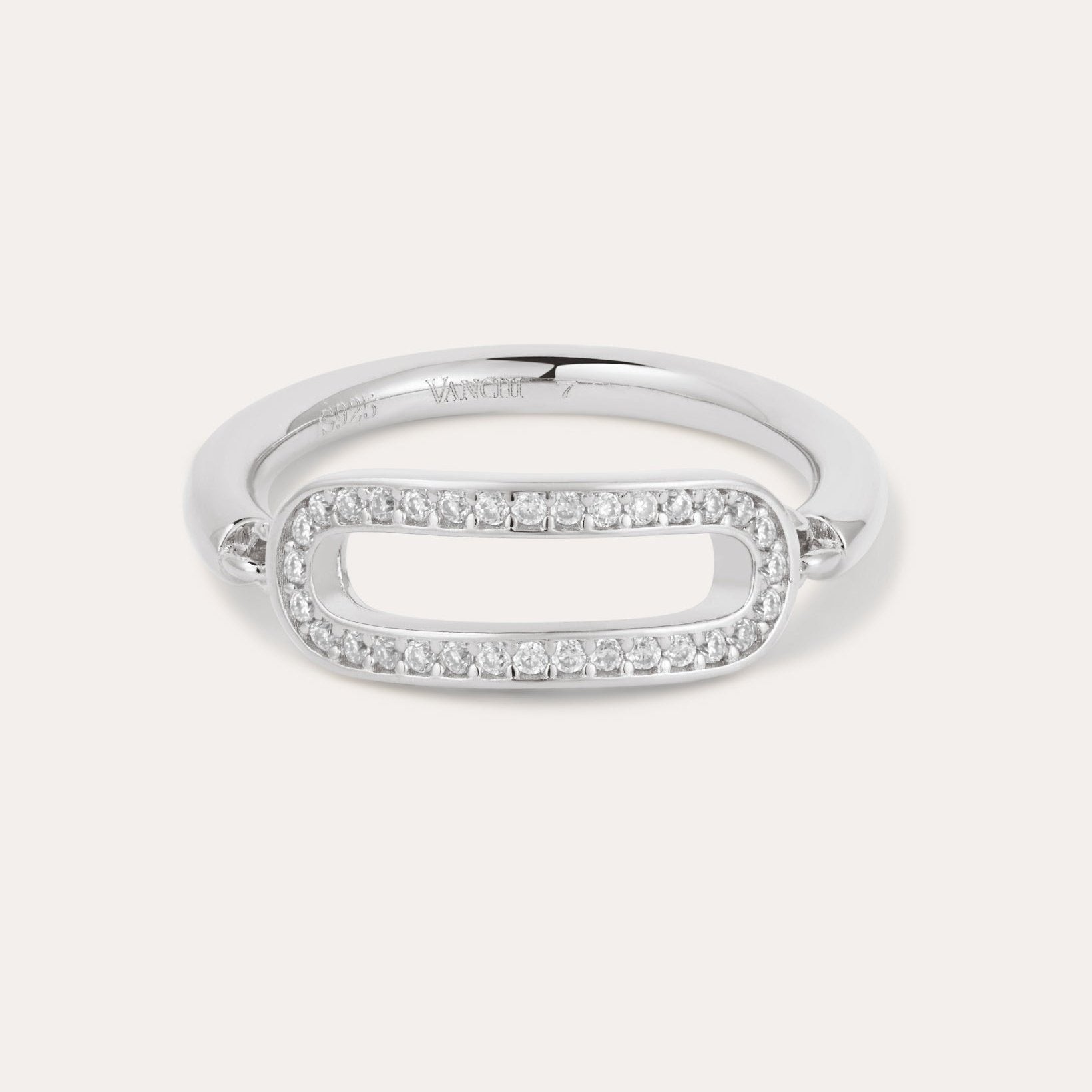 Silver paperclip ring gemstone