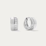 Juni Pavé Chunky Hoop Earrings in Silver: Sterling silver hoops with a vertical row of sparkling diamonds, shown against a plain white background.