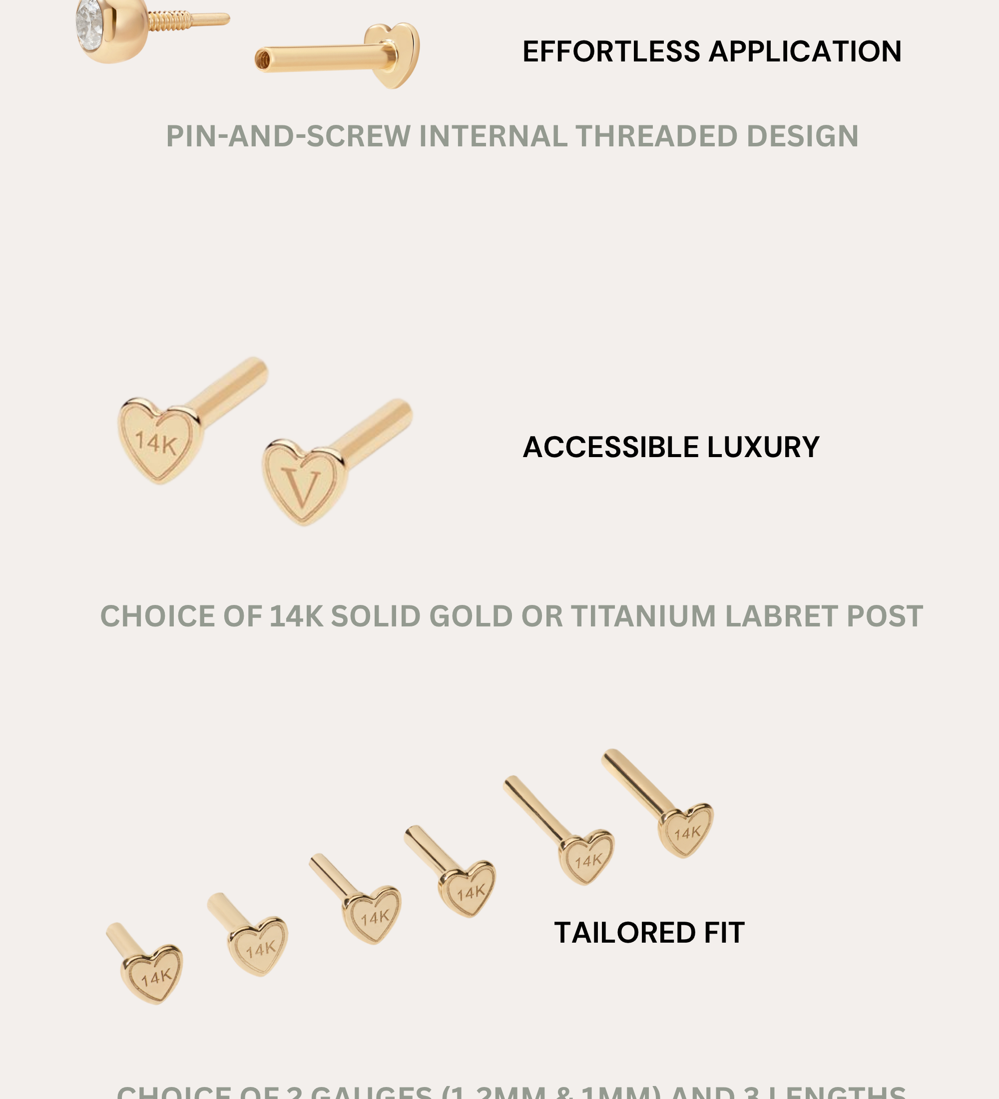 The 14K Solid Yellow Gold Four Point Star Flat Back Stud offers a secure pin-and-screw design for easy wear. Available in various sizes and gauges, its the perfect piercing jewelry to suit your style and fit.