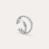 Pair the Vina Crystal Bezel Ear Cuff in Silver with a chic open silver ring, featuring one smooth band and another band dotted with sparkling cubic zirconia stones for a coordinated, stylish look.